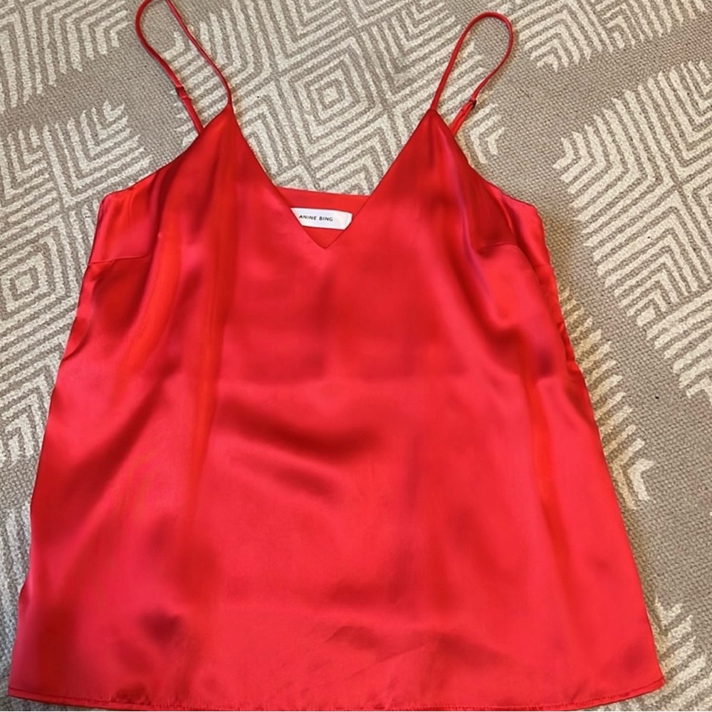 Anine Bing Vibrant Red Satin Camisole
